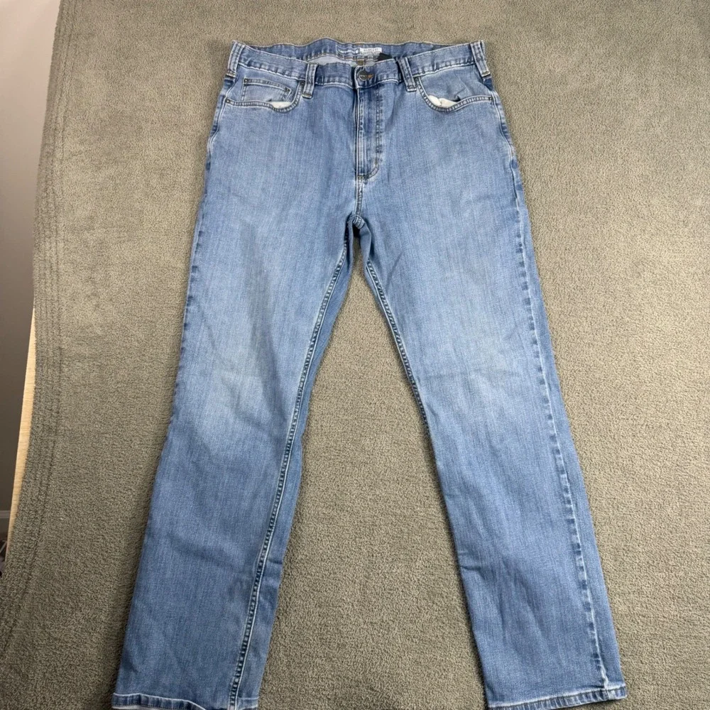 Carhartt Relaxed Fit Light Wash Denim Jeans Mens 38x32 Workwear Blue Pants
